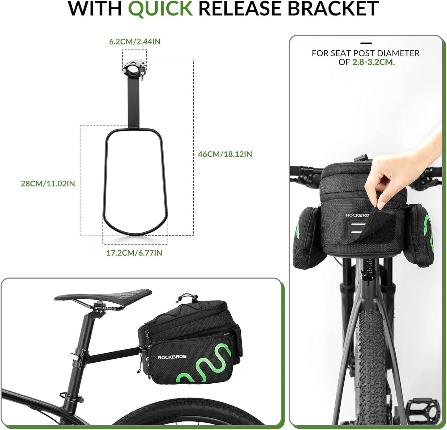 ROCKBROS Gepäckträgertasche Fahrrad Satteltasche Schnellspanner Erweiterbar 6/8L