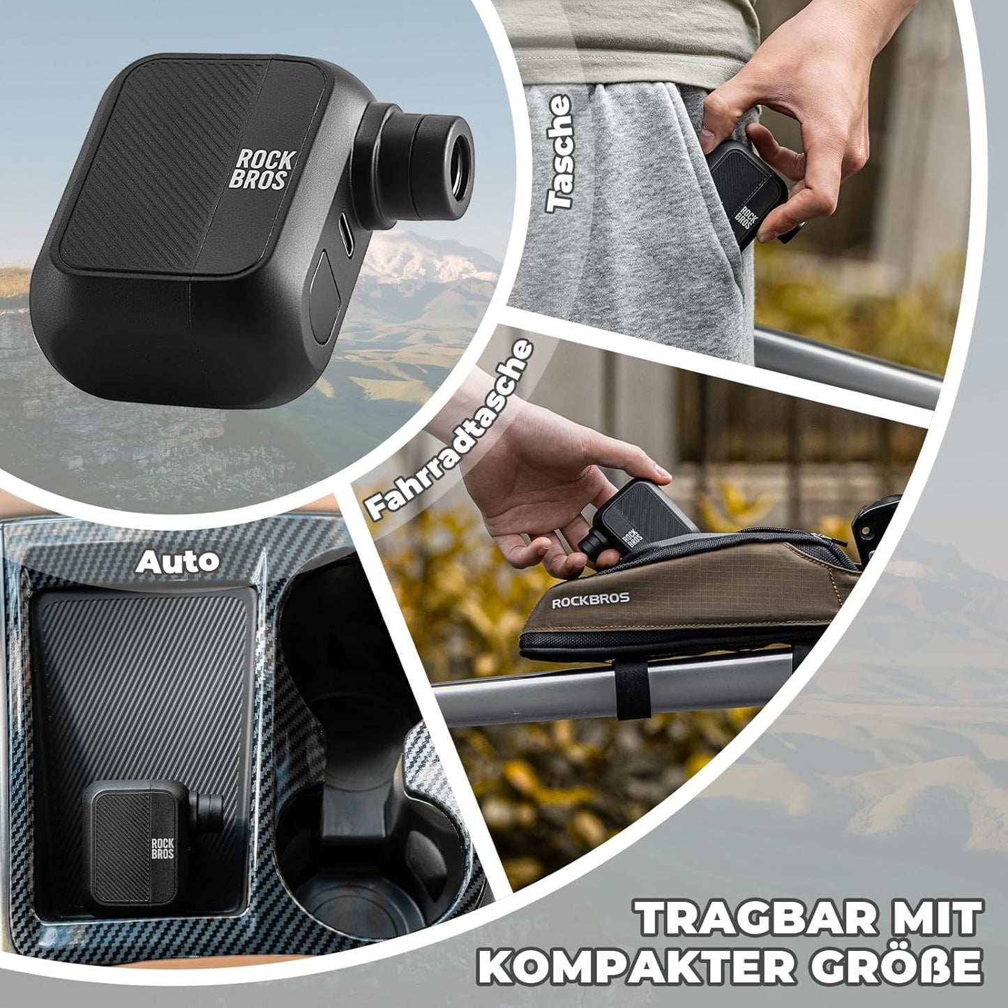 ROCKBROS Mini Elektrische Fahrradpumpe Maximal 100PSI Wiederaufladbare Minipumpe Pumpe