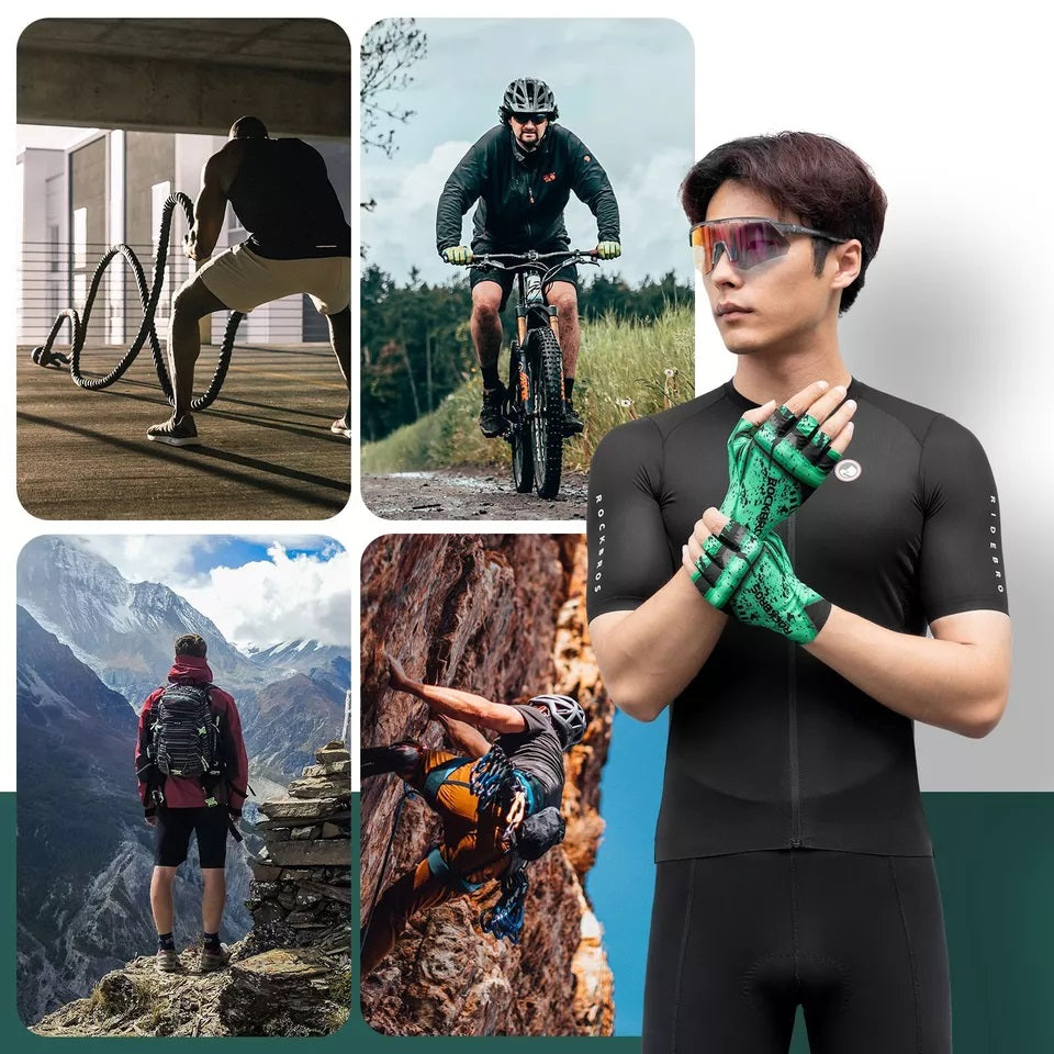 ROCKBROS Fahrradhandschuhe Sport Halbfingerhandschuhe ohne Finger SBR Handschuhe