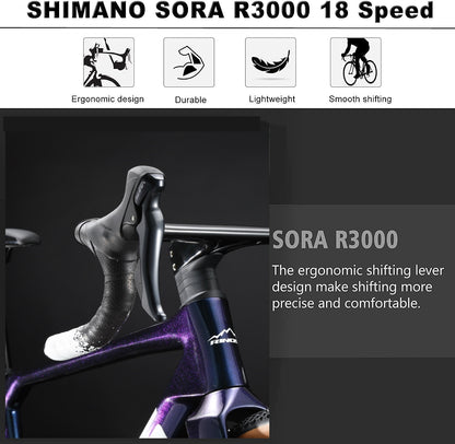 RINOS Carbon Rennrad 700C Shimano SORA R3000 18 Gänge Odin1.0