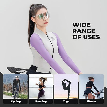 ROCKBROS Radtrikot Damen Langarm Fahrradtrikot Sommer Fahrrad Jacke Radsporttrikot Rennrad Trikot mit 3 Rückentaschen MTB Fahrradkleidung Atmungsaktiv