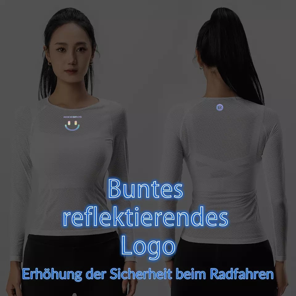ROCKBROS Langarm Shirt Damen Radtrikot Atmungsaktiv Schnelltrocknend Fahrrad Bekleidung Frauen Geeignet für Laufen Tennis Wandern Basic Sport Unterhemd
