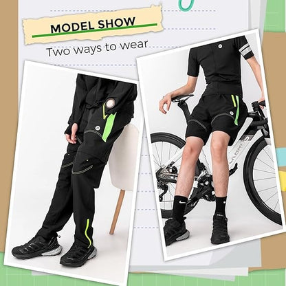 ROCKBROS Fahrradhose Doppellagig Abnehmbar Sporthose Lang Radhose mit Sitzpolster Gepolsterte Fahrrad Hosen Herren Atmungsaktive MTB Rennrad
