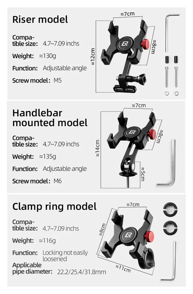 ROCKBROS Fahrrad Handyhalter Lenker Telefonhalterung für Smartphone 4,7-7,09 Zoll