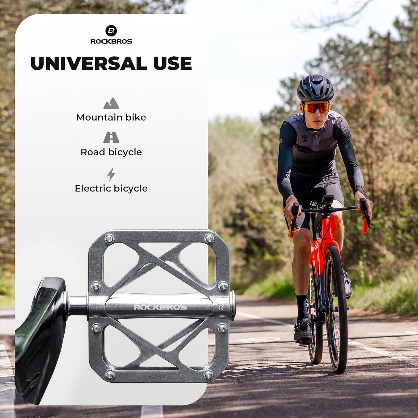 ROCKBROS Fahrradpedale Mountainbike aus Titanlegierung 3-Lager MTB-Pedale Plattform für MTB 250 g leicht