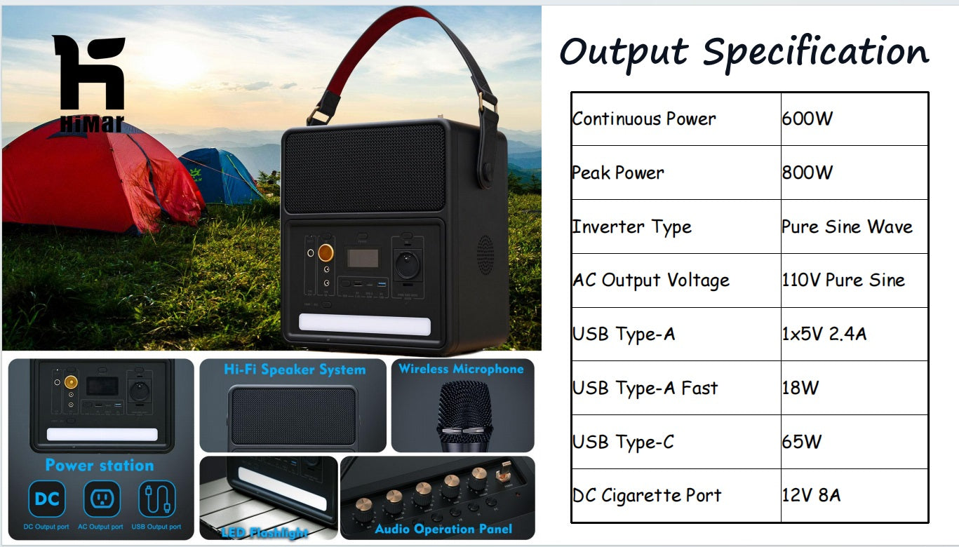 Sound Powerstation 538 W und leistungsstarker lauter kabelloser tragbarer Bluetooth-Heimlautsprecher und integrierte Ladestation, 230V Steckdose, 65W USB-C PD, für Outdoor