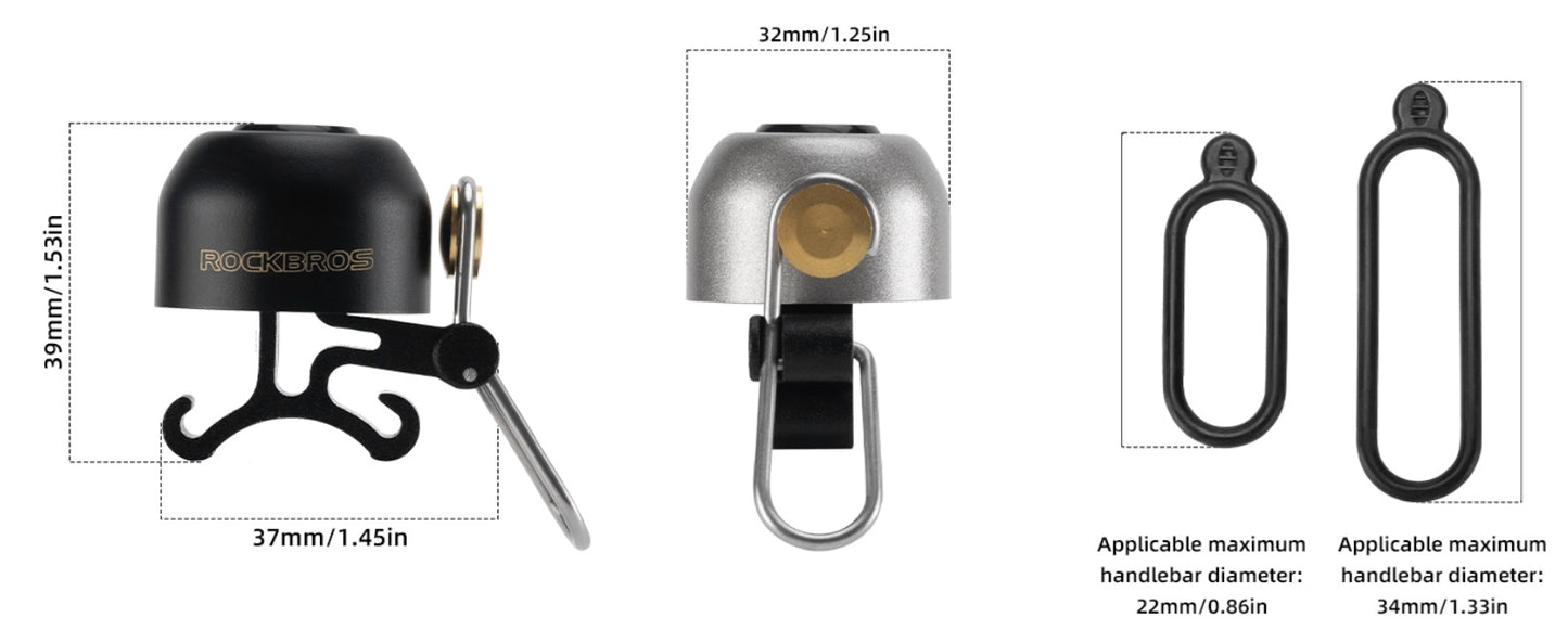 ROCKBROS Fahrradklingel Lenker Klassisch, Mountainbike Retro Fahrradglocke Laut Klingel Fahrrad Kupfer Bike Bell für 22-34mm