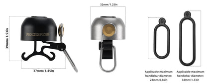 ROCKBROS Fahrradklingel Lenker Klassisch, Mountainbike Retro Fahrradglocke Laut Klingel Fahrrad Kupfer Bike Bell für 22-34mm
