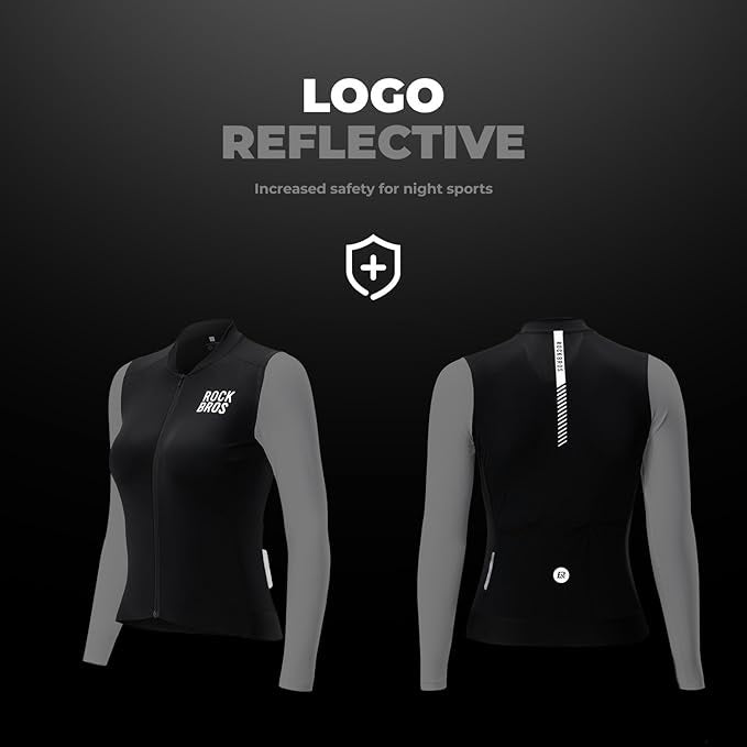 ROCKBROS Radtrikot Damen Langarm Fahrradtrikot Sommer Fahrrad Jacke Radsporttrikot Rennrad Trikot mit 3 Rückentaschen MTB Fahrradkleidung Atmungsaktiv