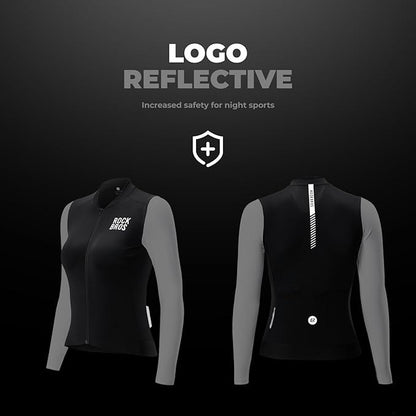 ROCKBROS Radtrikot Damen Langarm Fahrradtrikot Sommer Fahrrad Jacke Radsporttrikot Rennrad Trikot mit 3 Rückentaschen MTB Fahrradkleidung Atmungsaktiv