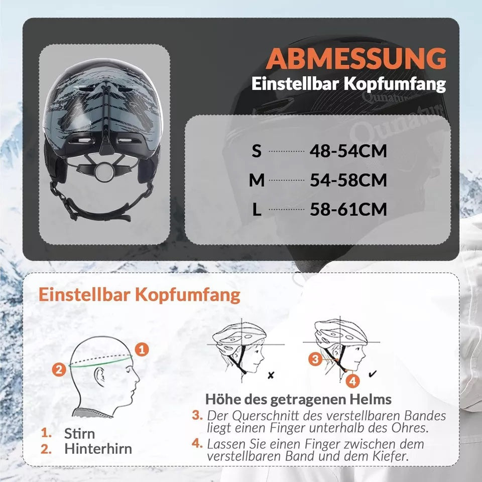 Qunature Snowboard/Skihelm mit Ohrenschützer Snowboardhelm Damen & Herren 54-61cm