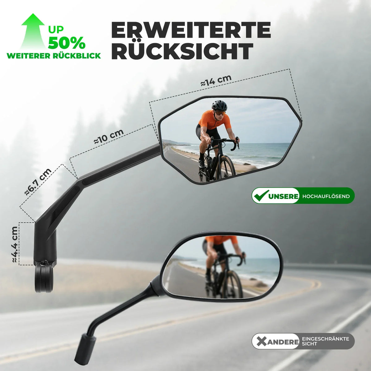 ROCKBROS Fahrrad Rückspiegel Fahrradspiegel für Lenker 20–23 mm