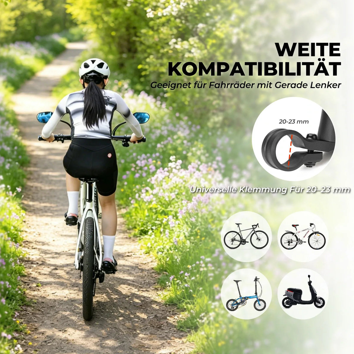 ROCKBROS Fahrrad Rückspiegel Fahrradspiegel für Lenker 20–23 mm