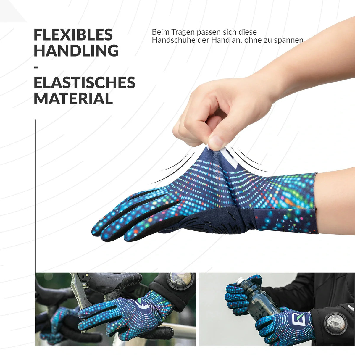 ROCKBROS Fahrradhandschuhe Herbst und Winter Vollfinger-Handschuhe Elastische Anti-Rutsch