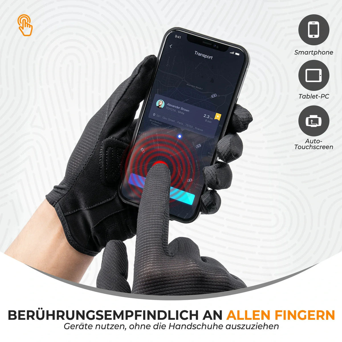 ROCKBROS Fahrradhandschuhe, Radhandschuhe mit Touchscreen an Allen Fingern