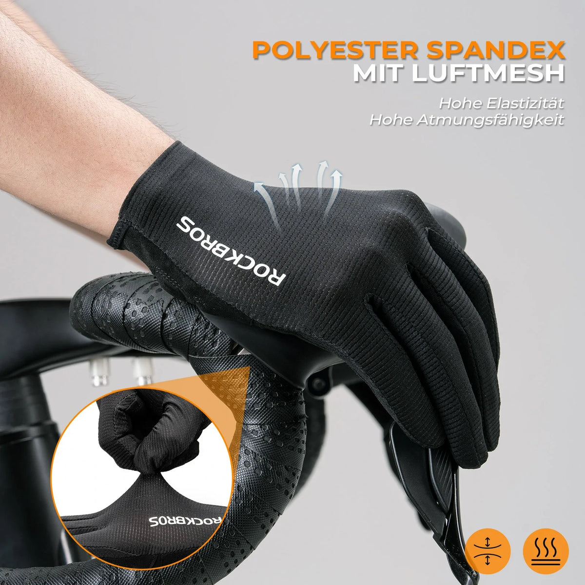 ROCKBROS Fahrradhandschuhe, Radhandschuhe mit Touchscreen an Allen Fingern