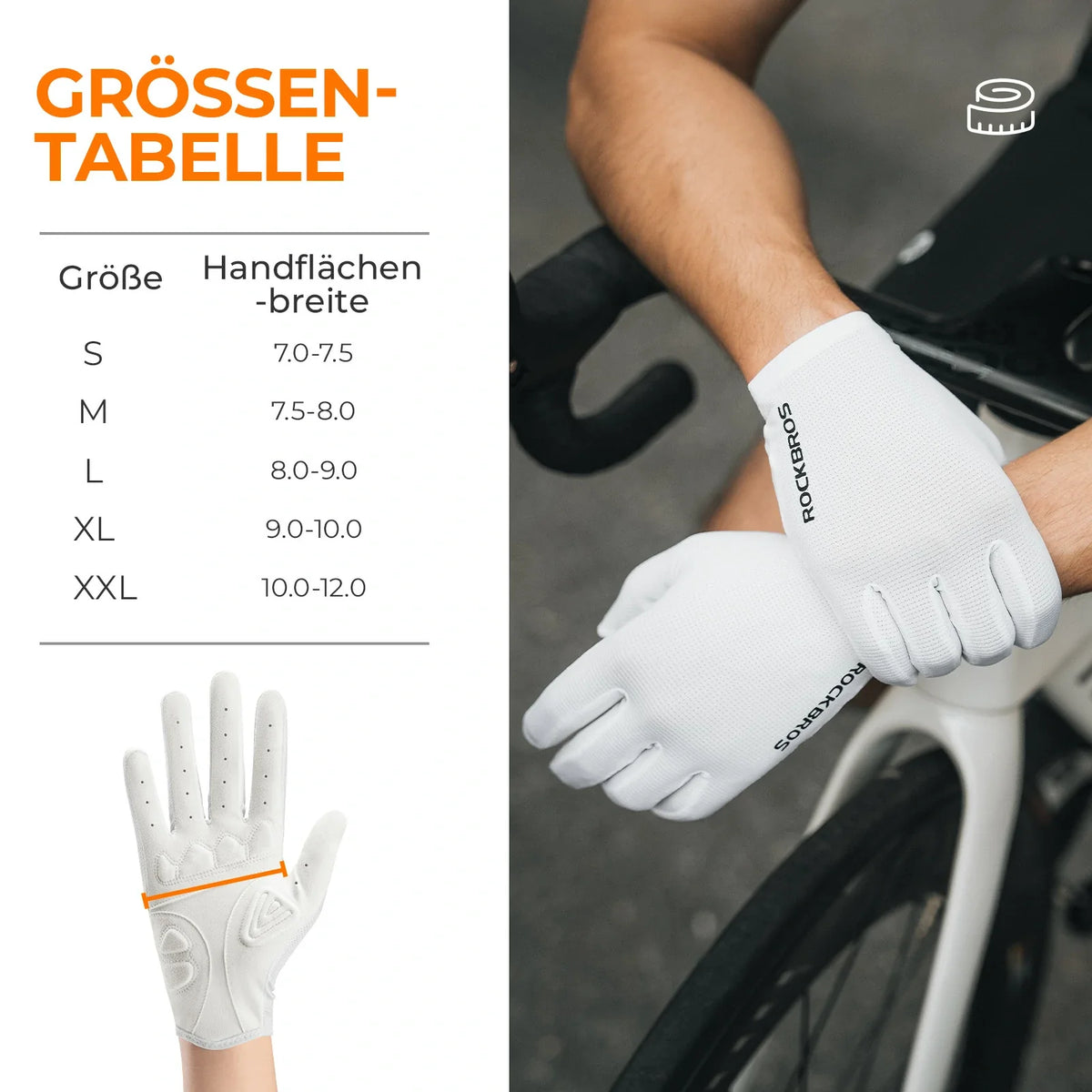 ROCKBROS Fahrradhandschuhe, Radhandschuhe mit Touchscreen an Allen Fingern