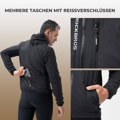 ROCKBROS Fahrradjacke Herren Warm Winddicht Wasserabweisend Mit Fleece Reflektierend