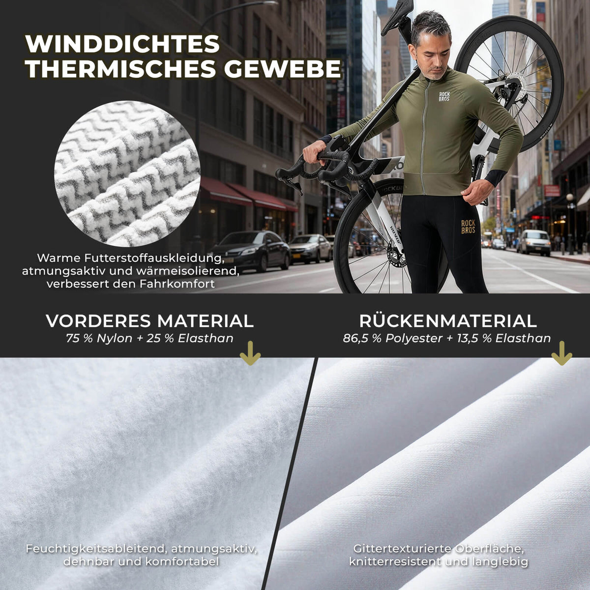 ROCKBROS Fahrradjacke mit Reflexelementen Atmungsaktiv & Praktisch Herren