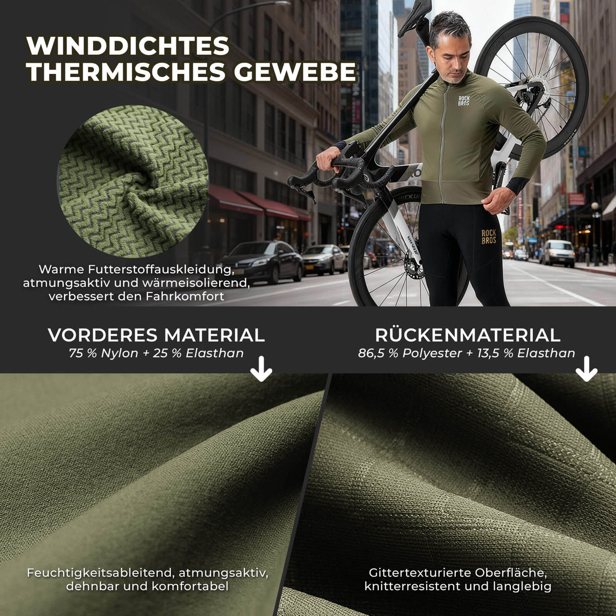 ROCKBROS Fahrradjacke mit Reflexelementen Atmungsaktiv & Praktisch Herren