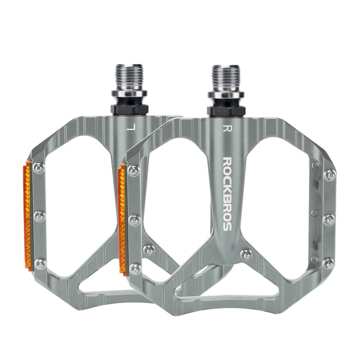 ROCKBROS Fahrradpedale rutschfest– Aluminium Plattformpedale mit Reflektoren, abgedichtetem Kugellager, Anti-Rutsch-Pins, 9/16" Achse