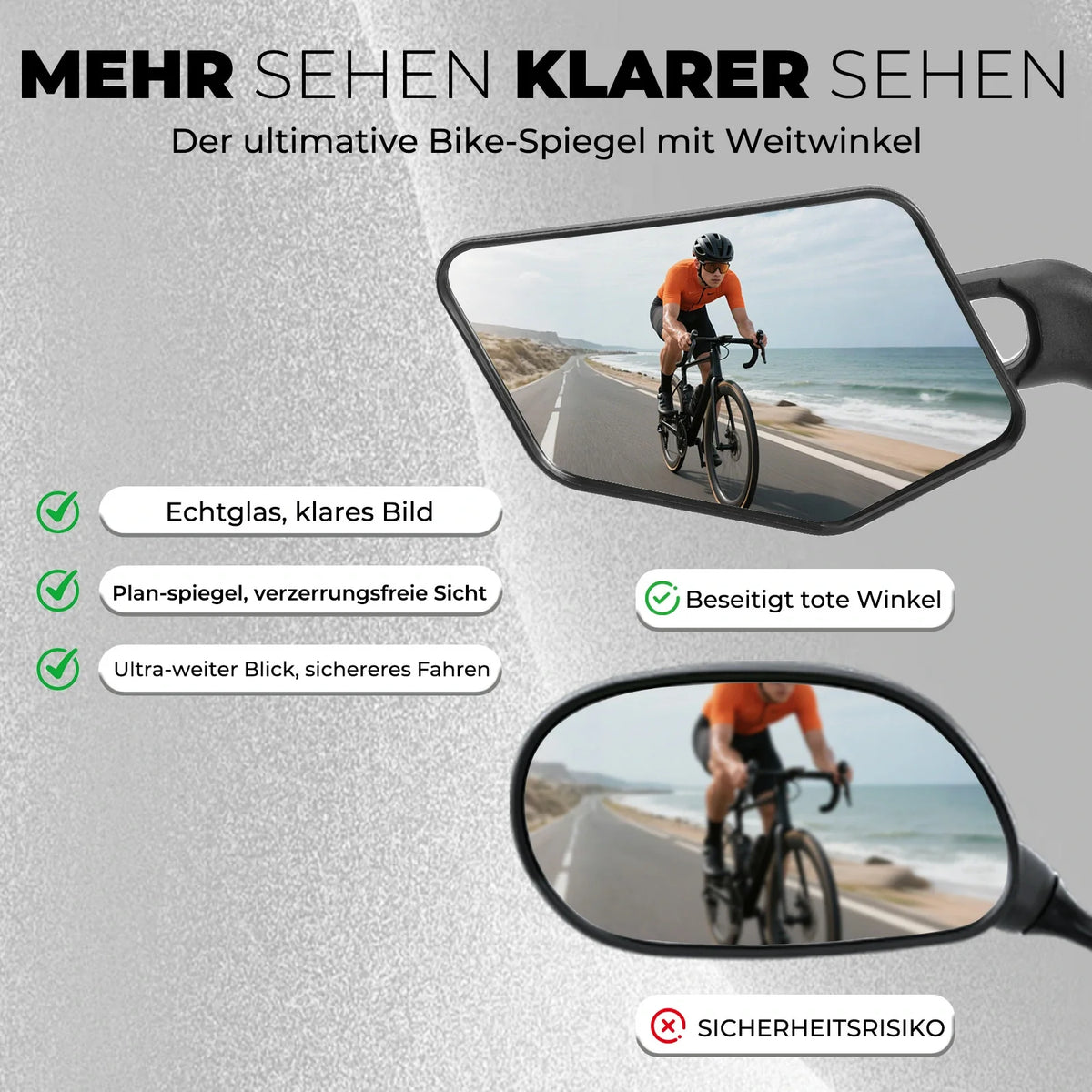 ROCKBROS Fahrradspiegel HD Sicherer Fahrrad Rückspiegel für Lenke