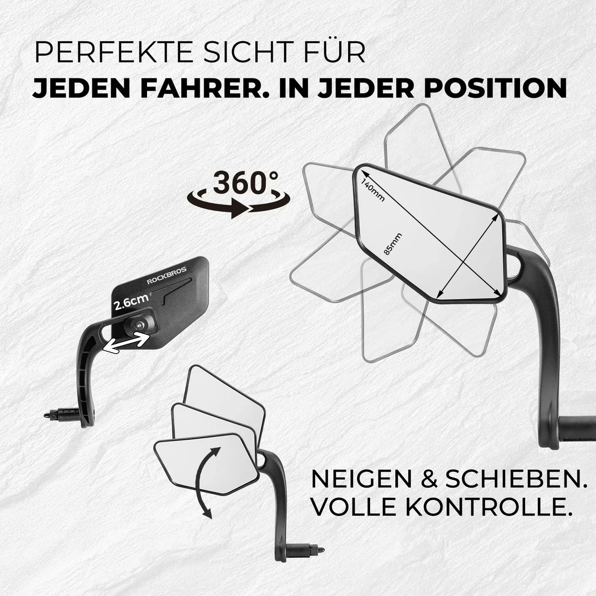 ROCKBROS Fahrradspiegel HD Sicherer Fahrrad Rückspiegel für Lenke