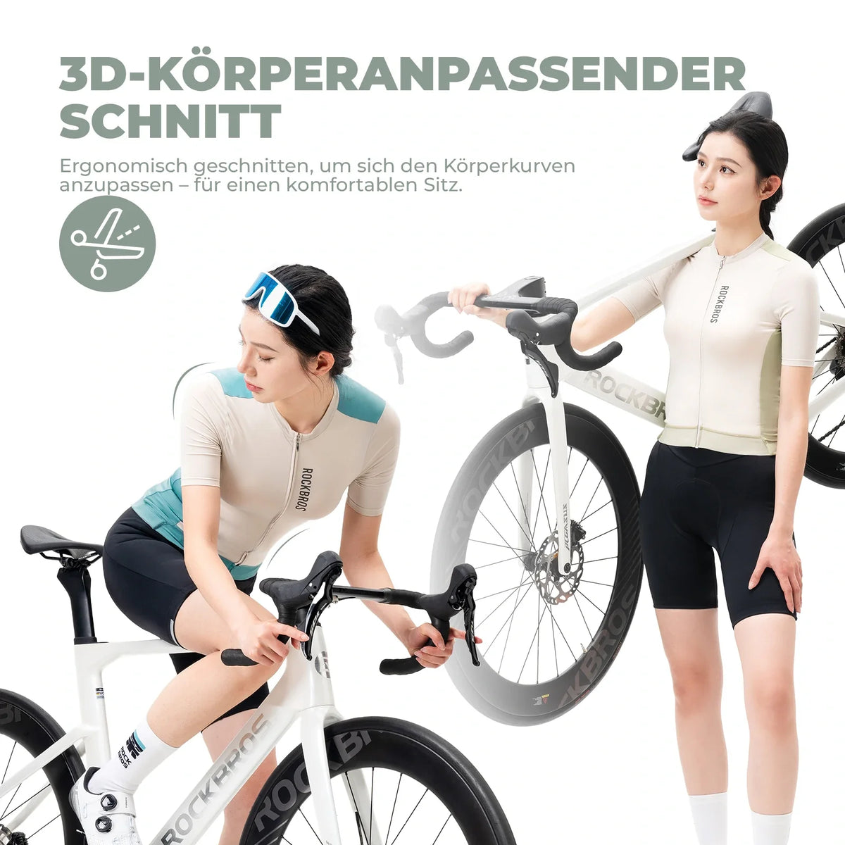 ROCKBROS Fahrradtrikot Damen Sommer Kurzarm Atmungsaktiv Radtrikot