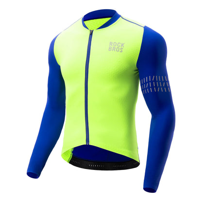ROCKBROS Fahrradtrikot Langarm Herren Winter Warm Fleece Radtrikot Atmungsaktiv Elastisch Mit 3 Taschen und Reflektierend