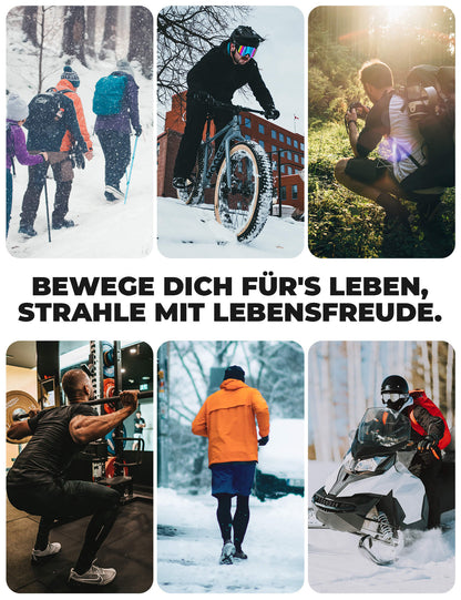 ROCKBROS Fahrradtrikot Langarm Herren Winter Warm Fleece Radtrikot Atmungsaktiv Elastisch Mit 3 Taschen und Reflektierend