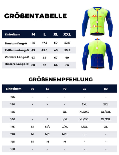 ROCKBROS Fahrradtrikot Langarm Herren Winter Warm Fleece Radtrikot Atmungsaktiv Elastisch Mit 3 Taschen und Reflektierend