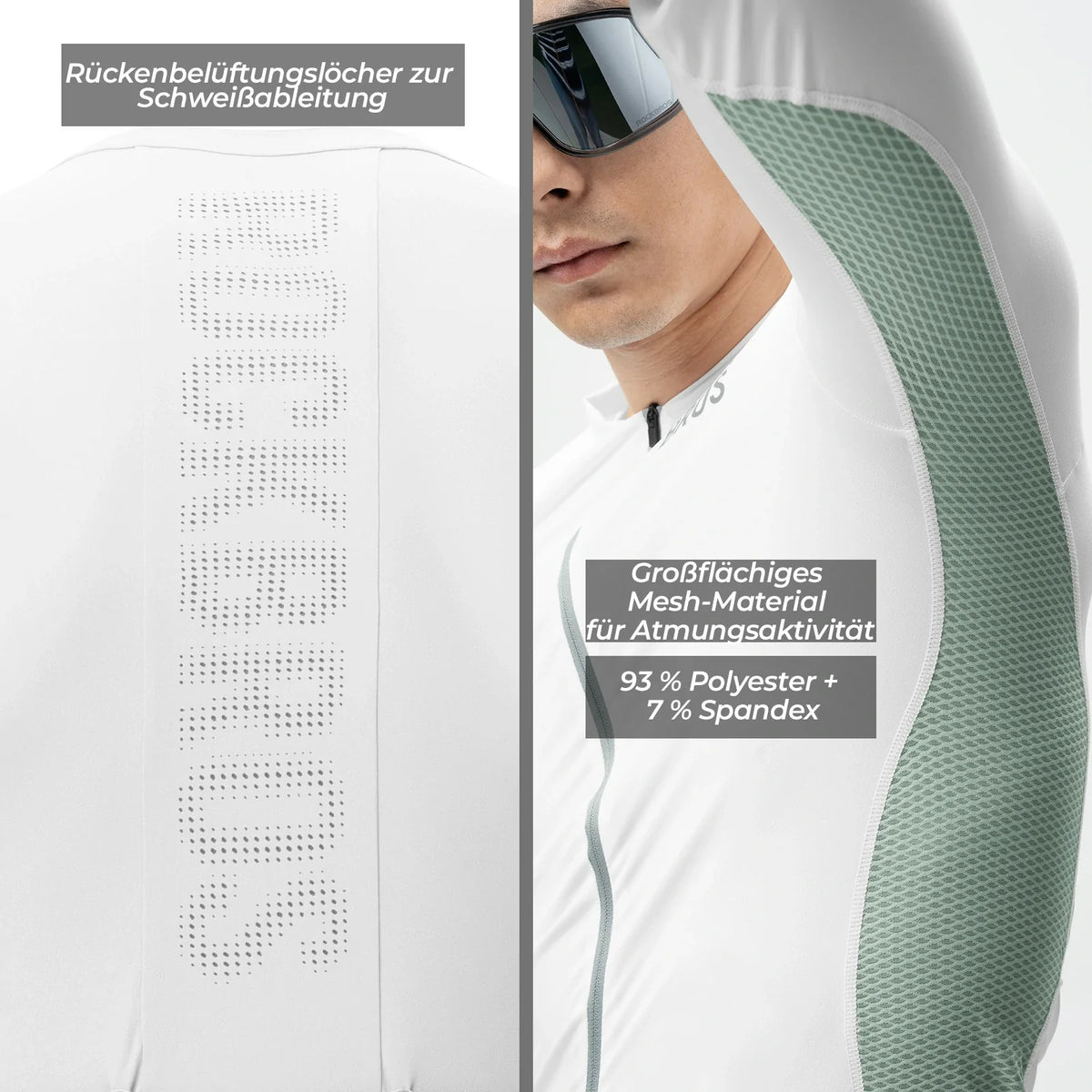ROCKBROS Fahrradtrikot Radtrikot Langarm Herren, Atmungsaktiv und Schnelltrocknend, Elastisches