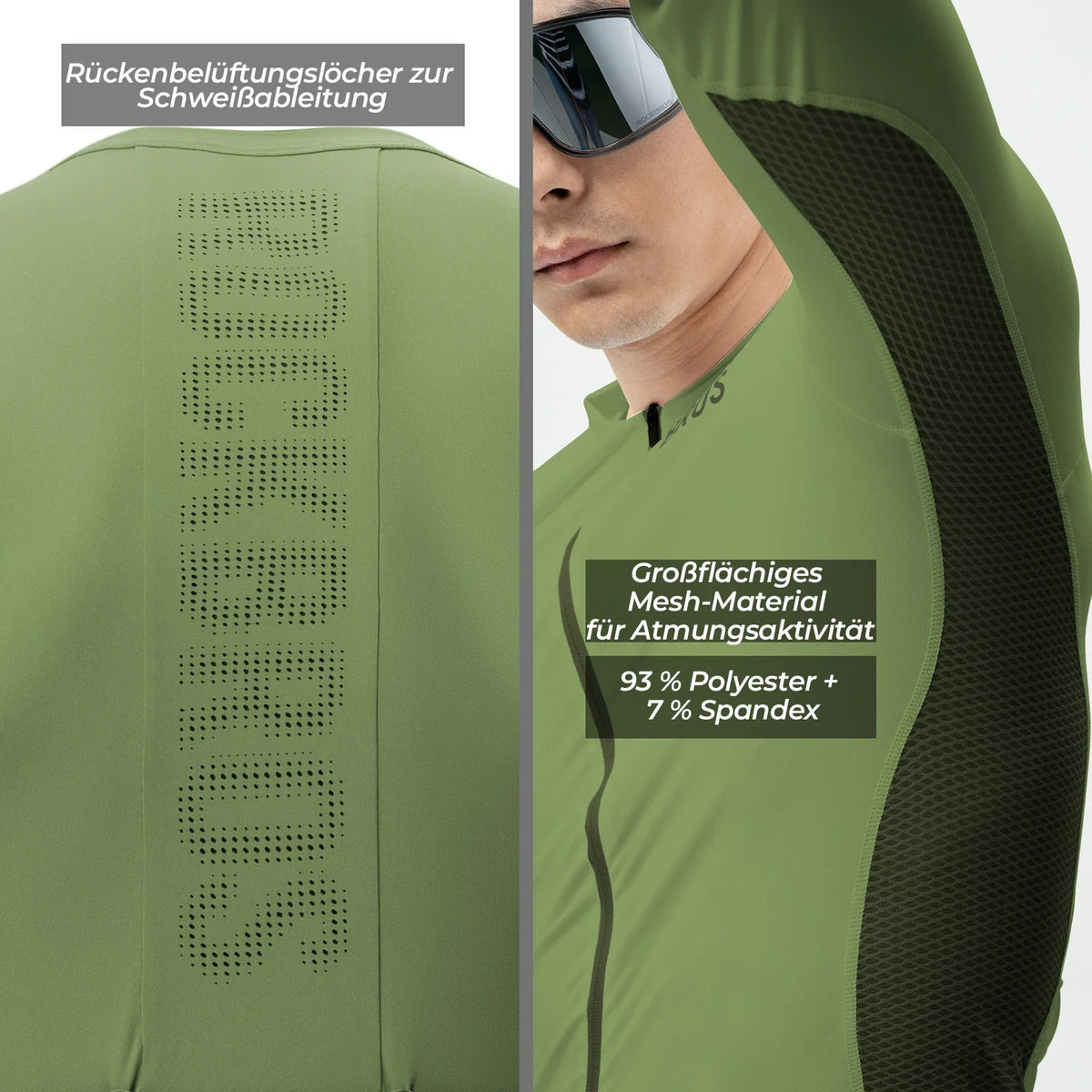 ROCKBROS Fahrradtrikot Radtrikot Langarm Herren, Atmungsaktiv und Schnelltrocknend, Elastisches