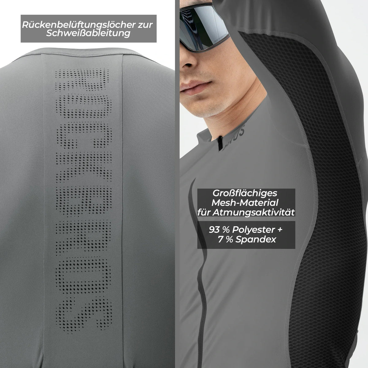 ROCKBROS Fahrradtrikot Radtrikot Langarm Herren, Atmungsaktiv und Schnelltrocknend, Elastisches
