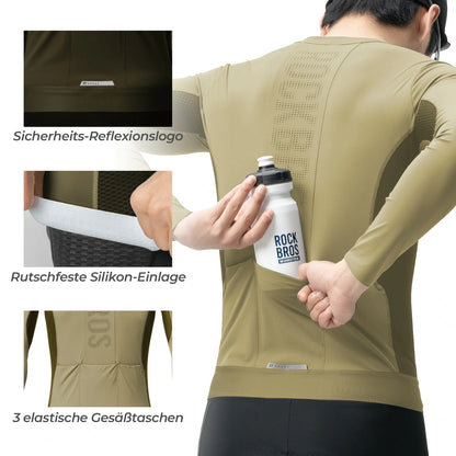 ROCKBROS Fahrradtrikot Radtrikot Langarm Herren, Atmungsaktiv und Schnelltrocknend, Elastisches