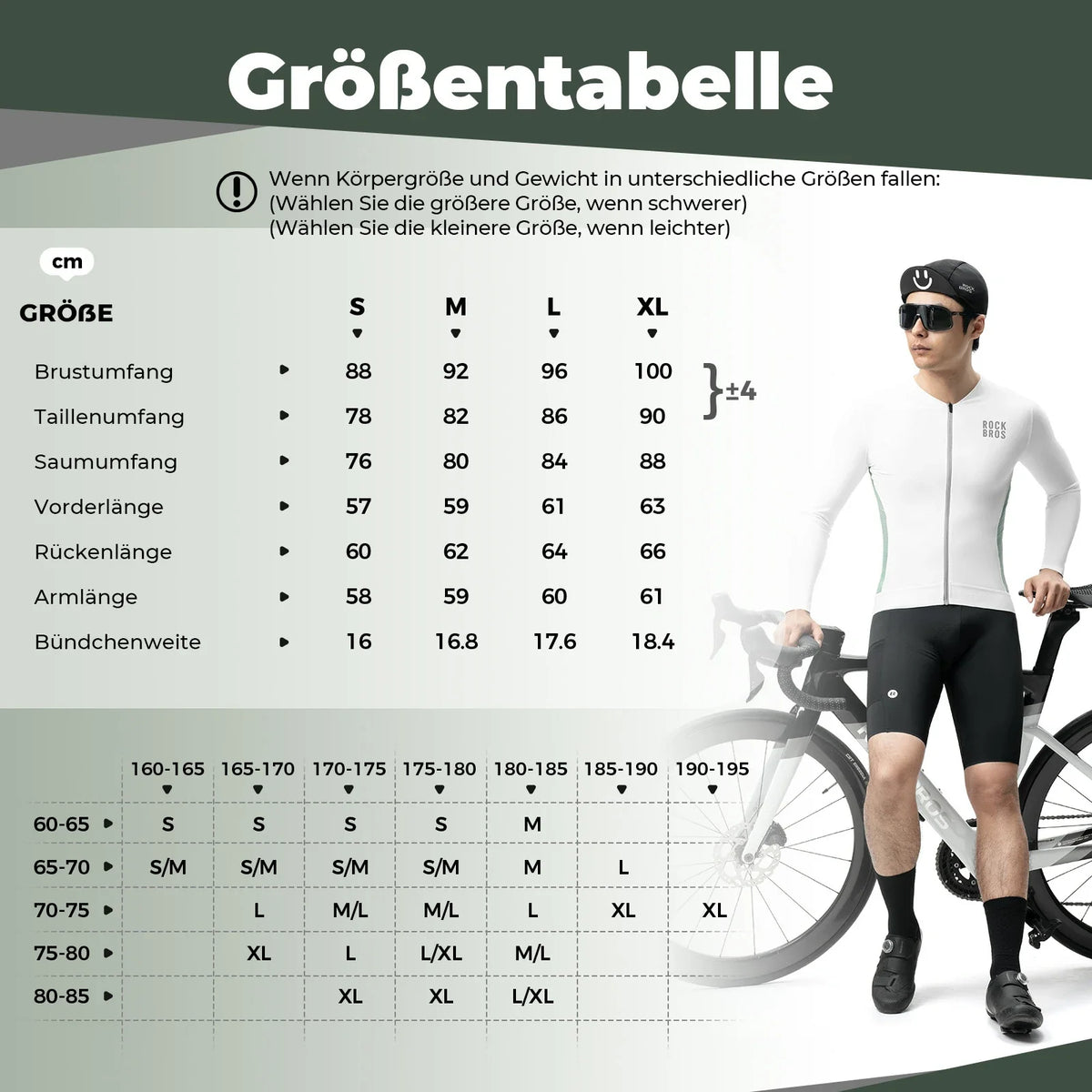 ROCKBROS Fahrradtrikot Radtrikot Langarm Herren, Atmungsaktiv und Schnelltrocknend, Elastisches