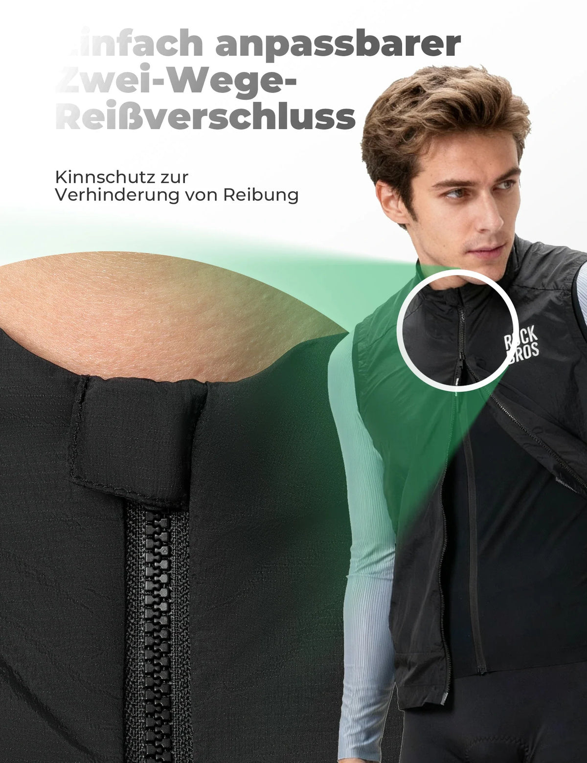 ROCKBROS Fahrradweste Winddicht Leicht Atmungsaktiv Schnelltrocknend, Faltbar Radweste