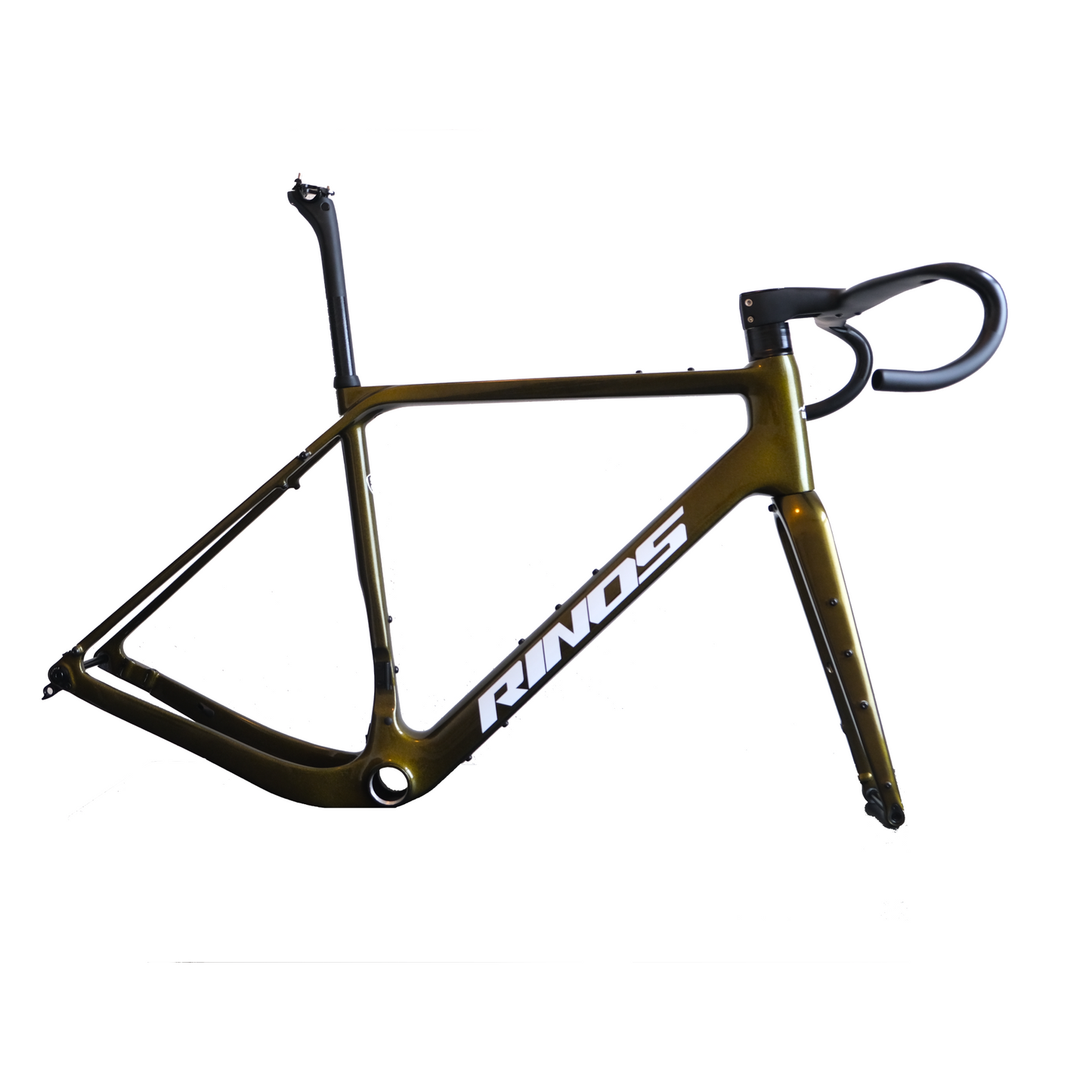 RINOS Gravel Rahmenset mit Gabel Sattelstütze Lenker Carbonfaser T800 Chameleon Farbe