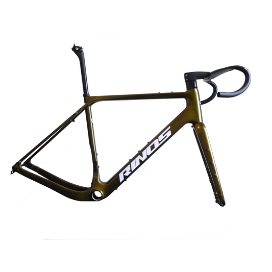 RINOS Gravel Rahmenset mit Gabel Sattelstütze Lenker Carbonfaser T800 Chameleon Farbe