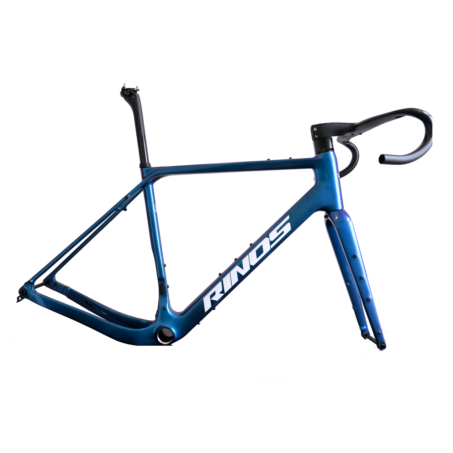 RINOS Gravel Rahmenset mit Gabel Sattelstütze Lenker Carbonfaser T800 Chameleon Farbe