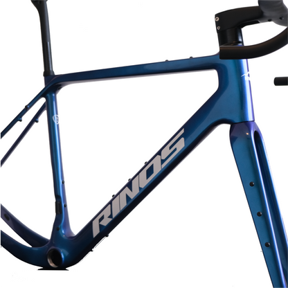 RINOS Gravel Rahmenset mit Gabel Sattelstütze Lenker Carbonfaser T800 Chameleon Farbe