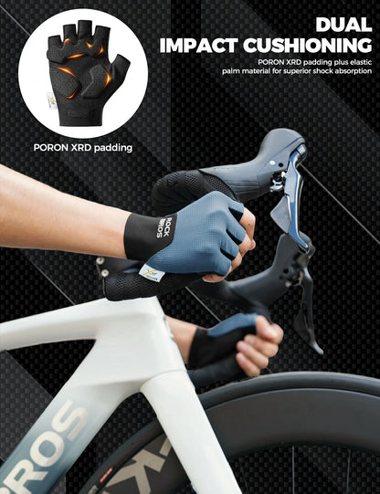 ROCKBROS Halbfinger Fahrradhandschuhe mit PORON XRD Polster