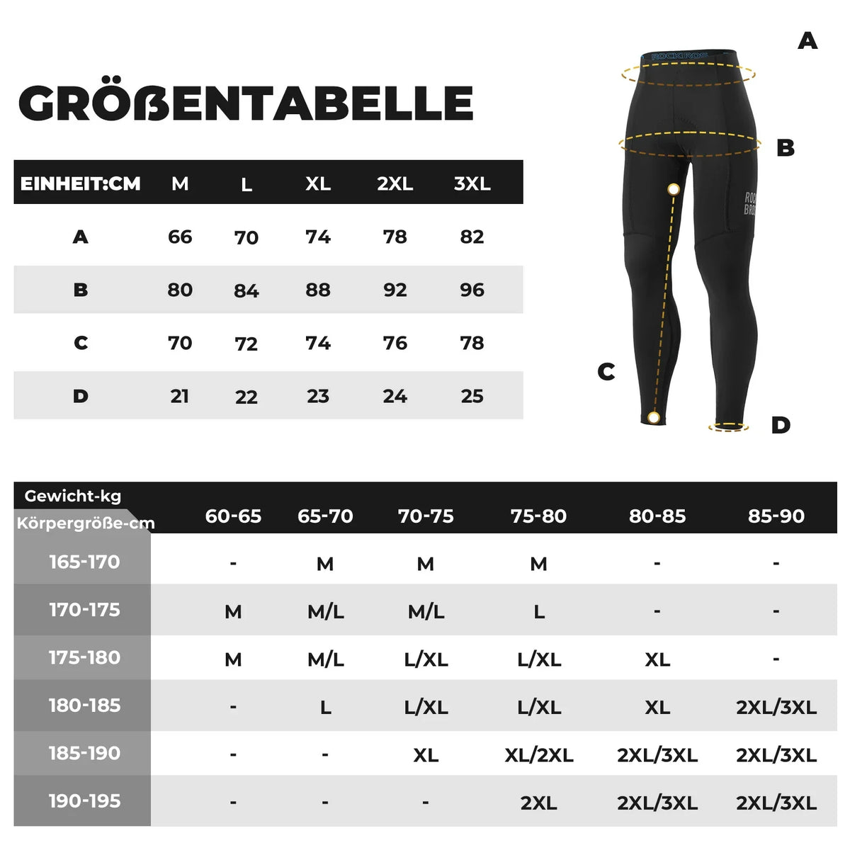 ROCKBROS Herren Fahrradhose - 3D Ergonomischer Schnitt, 6H+