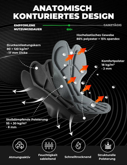 ROCKBROS Herren Fahrradhose mit Träger - Hochdehnbar, Atmungsaktiv mit Reflexstreifen