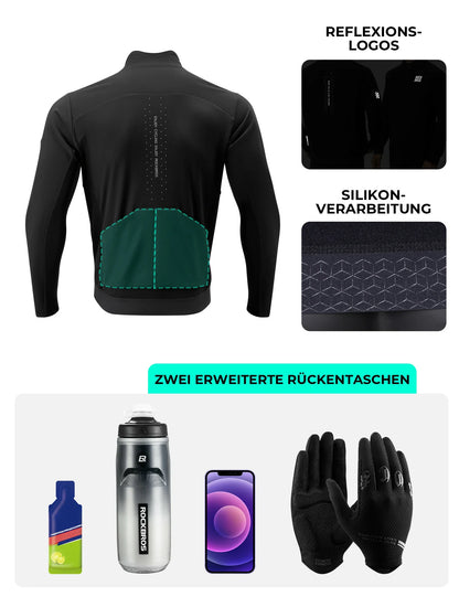 ROCKBROS Herren Fahrradjacke mit 3-Schicht-Technologie - Winddicht, Atmungsaktiv, Reflektierend