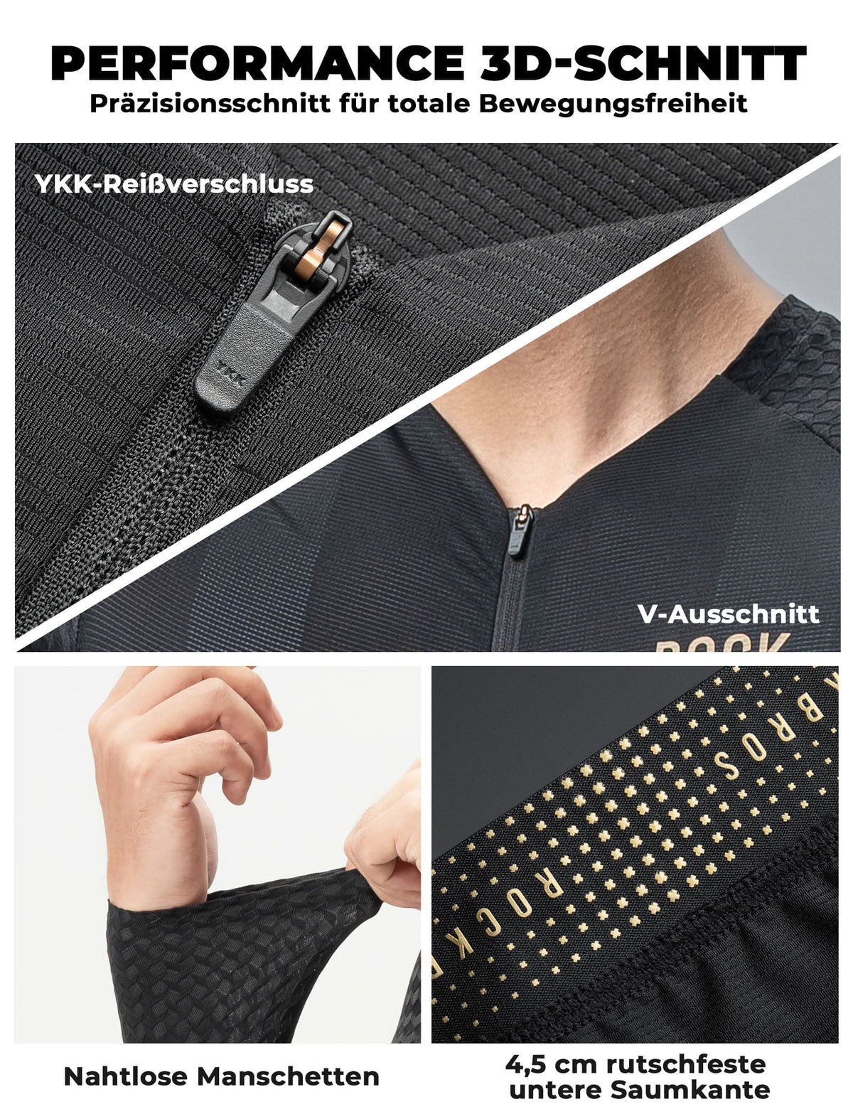 ROCKBROS Herren Langarm-Radtrikot Atmungsaktiv Reflektierend mit 3D-Schnitt