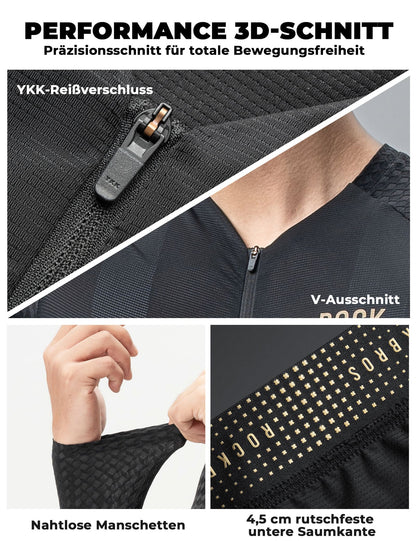 ROCKBROS Herren Langarm-Radtrikot Atmungsaktiv Reflektierend mit 3D-Schnitt