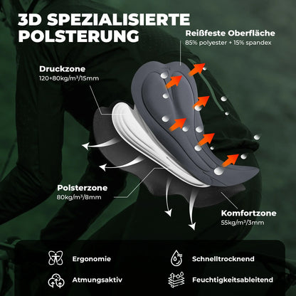 ROCKBROS Herren Radlerhose mit Träger Gepolstert, Fahrradhose Kurz, Atmungsaktive schnelltrocknende