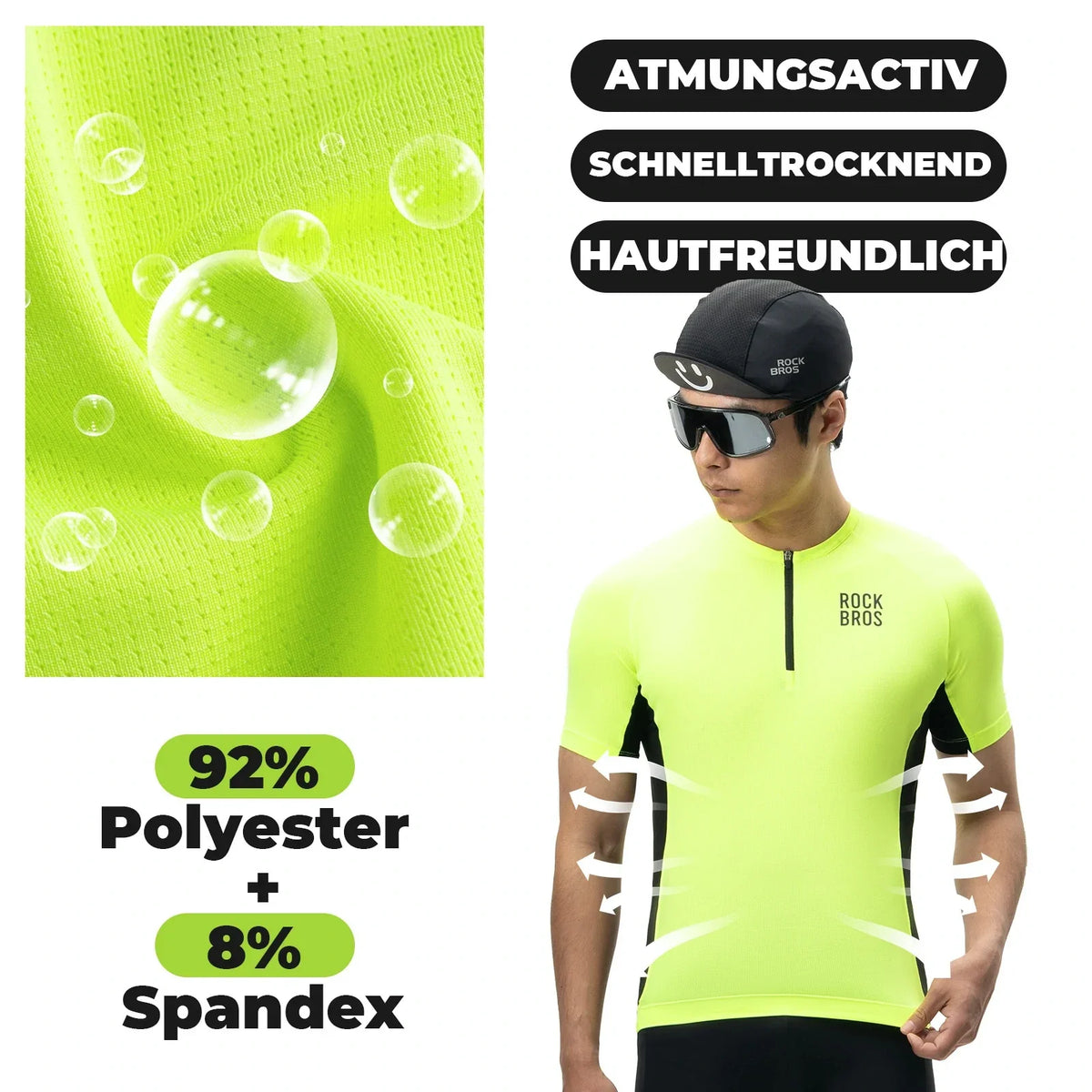 ROCKBROS Herren Radtrikot Fahrradtrikot Kurzarm, Atmungsaktiv Fahrrad Trikot