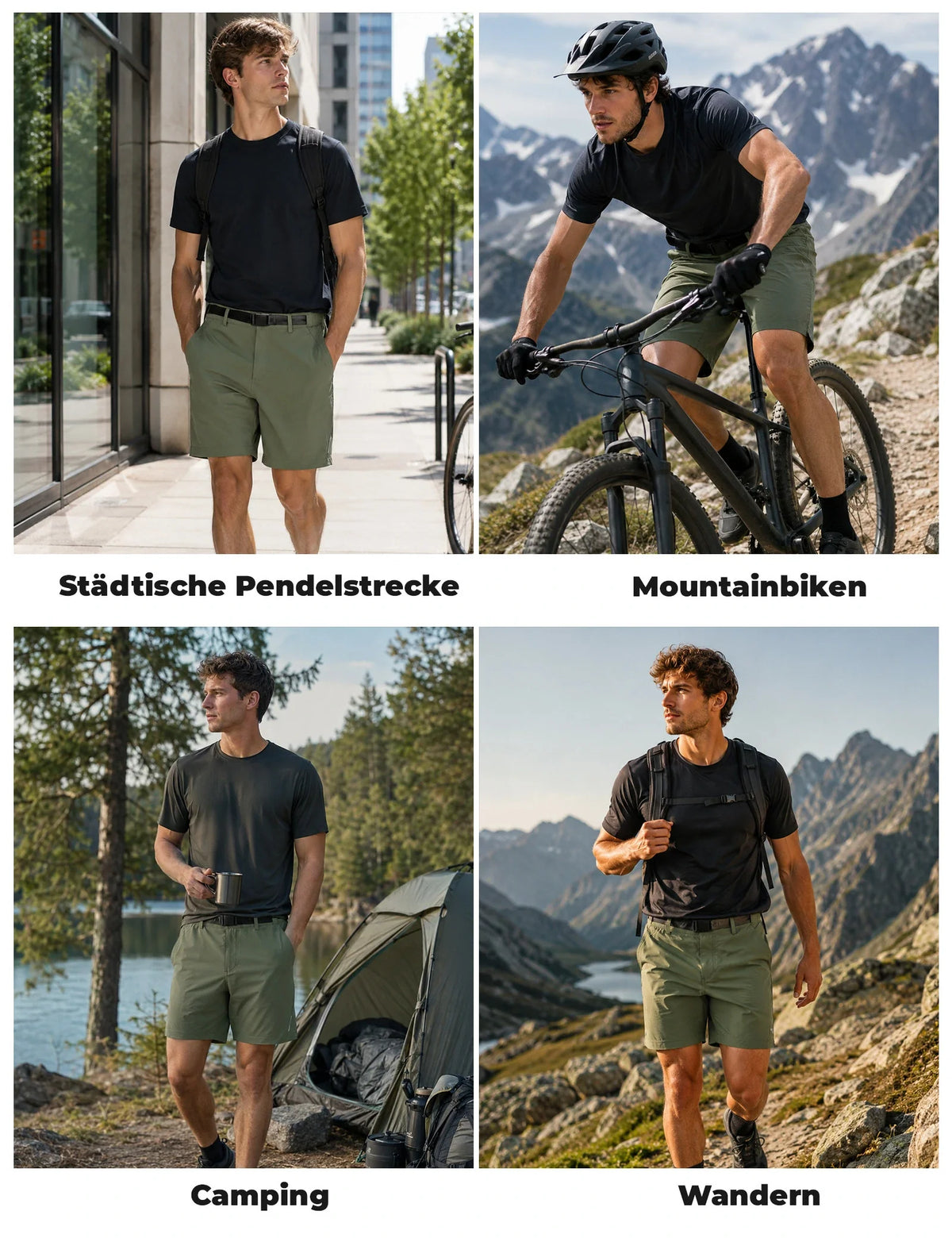 ROCKBROS Herren Sommer Shorts Army Grün